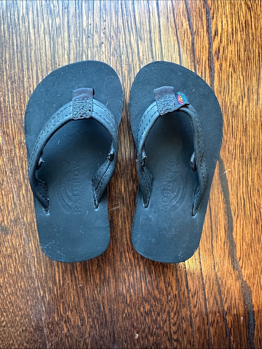 Rainbow Kids Black Flip Flop Sandals with Small Rainbow Logo